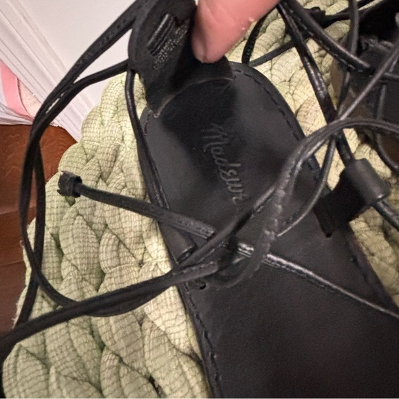 Madewell The Boardwalk Matte Black Leather Lace-Up Flat Sandal Size 9.5 - Picture 7 of 11